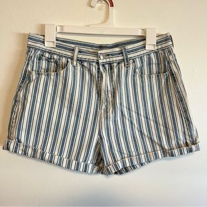 American Eagle Mom Shorts Railroad Stripe Rolled Hem Women’s Size 10